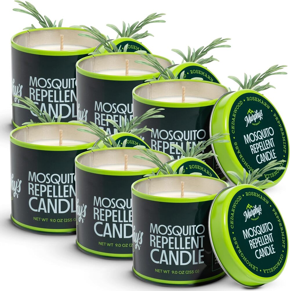6 Pack Murphy's Citronella Mosquito Repellent Candles, 9 oz Soy & beeswax, 30-hr